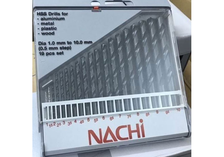 1-10mm Bộ mũi khoan thép gió Nachi 19 chi tiết