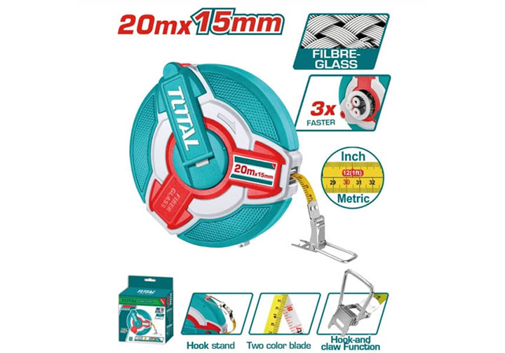 20m Thước cuộn thép (bảng rộng 12.5mm - inch và mét) Total TMT08206