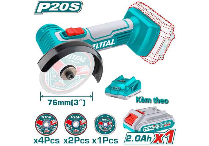 20V Máy cắt mài dùng pin Total TAGLI76017