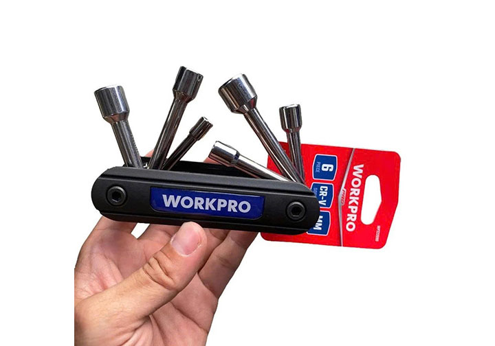 5-12mm Bộ vặn tuýp gấp gọn 6 chi tiết Workpro WP222099