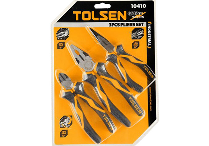Bộ kìm điện, kìm nhọn, kìm cắt 3 chi tiết Tolsen 10410